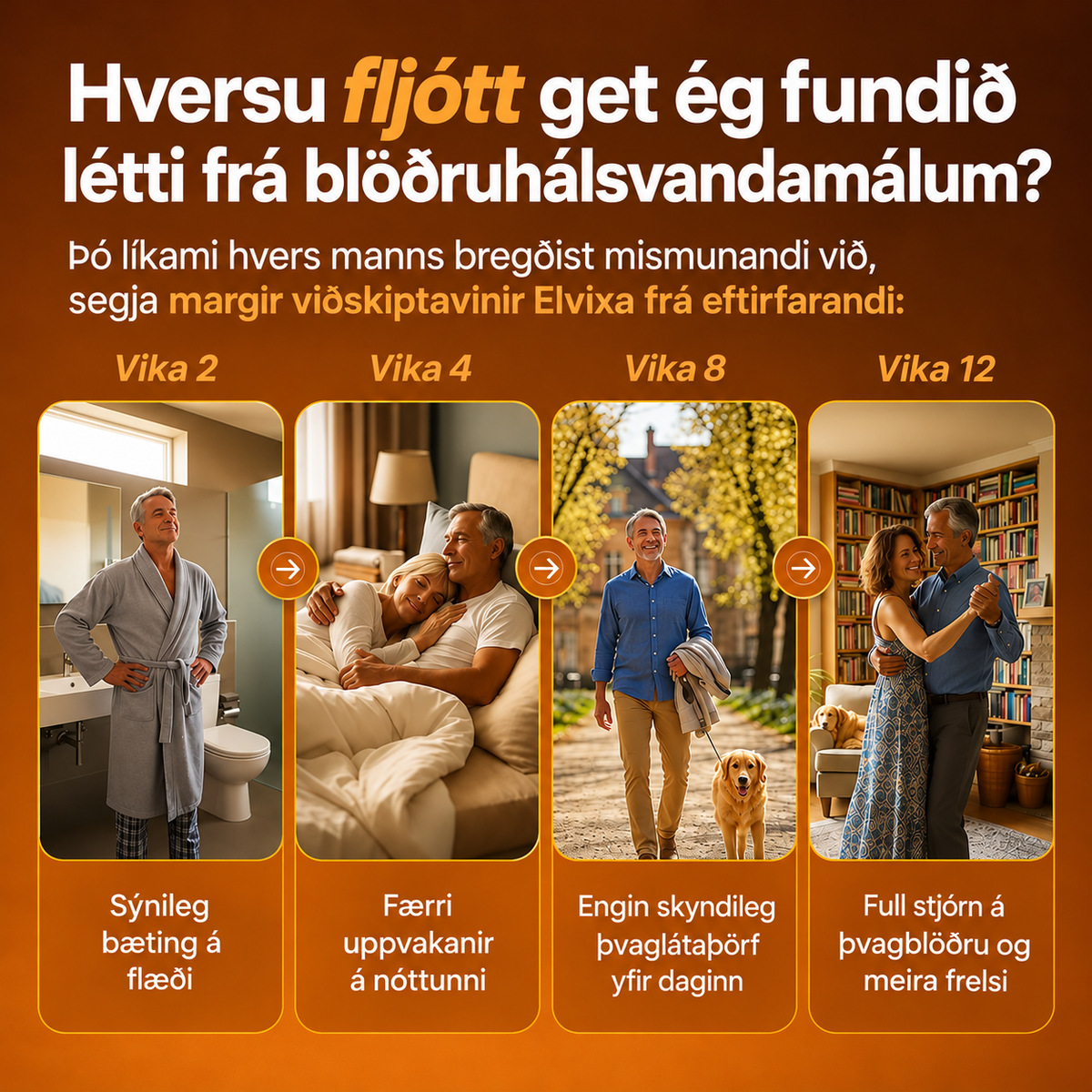 Elvixa mjúkhylki fyrir stuðning við blöðruhálskirtil og þvagfæri